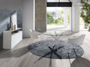 Ronde eettafel met gehard glas en wit staal