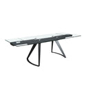 Mesa comedor extensible rectangular cristal templado y acero negro