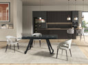Mesa comedor extensible rectangular cristal templado y acero negro