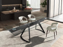 Mesa comedor extensible rectangular cristal templado y acero negro