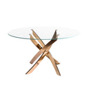 Mesa comedor redonda cristal templado y acero rosa - Mesa de comedor - El Workshop - oro rosa