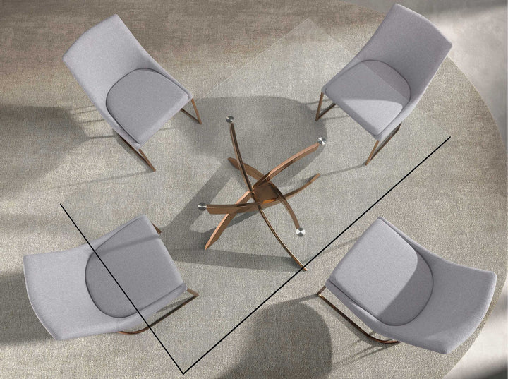Mesa comedor rectangular cristal templado y acero rosa - Mesa de comedor - El Workshop-Acero Rosa