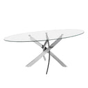 Mesa comedor ovalada cristal templado y acero cromado - Mesa de comedor - El Workshop-Ø200 x 95 x 75 Cm