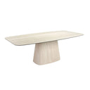 Mesa comedor ovalada barril mármol porcelánico
