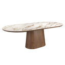 Mesa comedor ovalada medio punto mármol porcelánico y nogal - Mesa de comedor - El Workshop - nogal