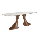 Mesa comedor ovalada barril mármol porcelánico y nogal - Mesa de comedor - El Workshop - nogal