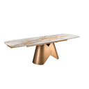 Mesa comedor extensible ovalada barril mármol porcelánico y acero color bronce - Mesa de comedor - El Workshop - bronce