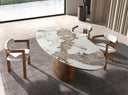 Mesa comedor ovalada mármol porcelánico y nogal - Mesa de comedor - El Workshop - nogal