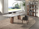 Mesa comedor extensible ovalada barril mármol porcelánico y nogal - Mesa de comedor - El Workshop - nogal