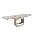 Mesa comedor extensible ovalada barril mármol porcelánico y acero arena metalizado - Mesa de comedor - El Workshop - Sand