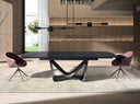 Mesa comedor extensible ovalada barril cristal negro, acero y fibra vidrio gris oscuro metal - Mesa de comedor - El Workshop-Ø200 x 105 x 76 Cm