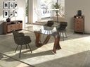 Mesa comedor ovalada barril cristal templado y nogal - Mesa de comedor - El Workshop-Ø220 x 100 x 75 Cm