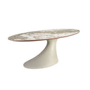 Mesa comedor ovalada mármol porcelánico y fibra de vidrio epoxi arena - Mesa de comedor - El Workshop-Ø220 x 110 x 75 Cm