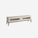 Mueble TV madera gris y nogal con iluminación interior