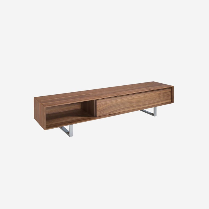 Mueble TV nogal y acero cromado