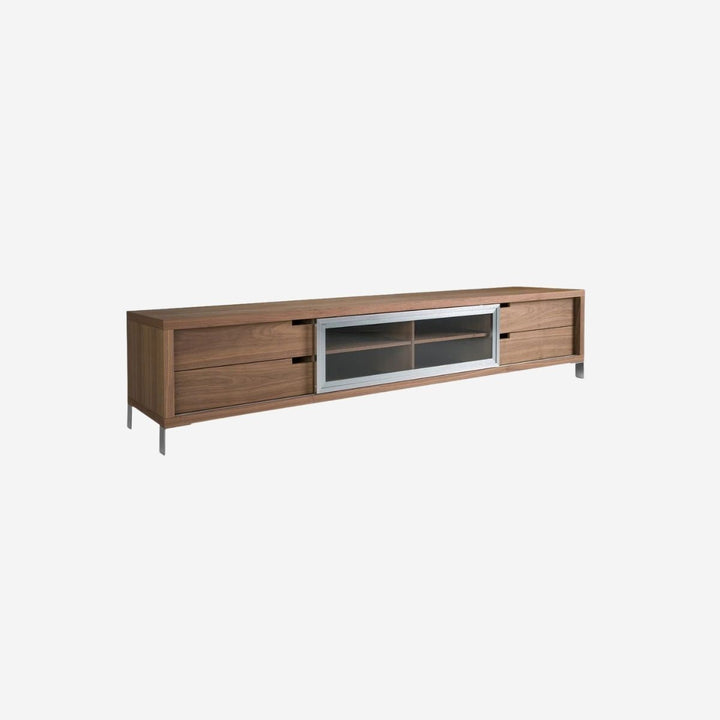 Mueble TV nogal y acero cromado