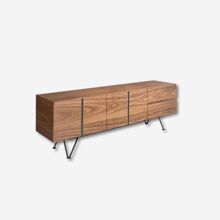 Mueble TV nogal y acero negro