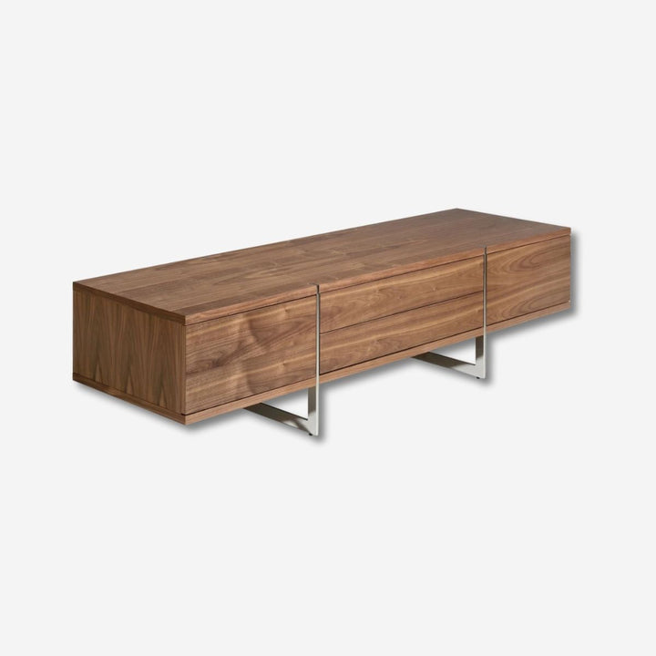 Mueble TV nogal y acero cromado