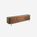 Mueble TV nogal y acero pulido dorado