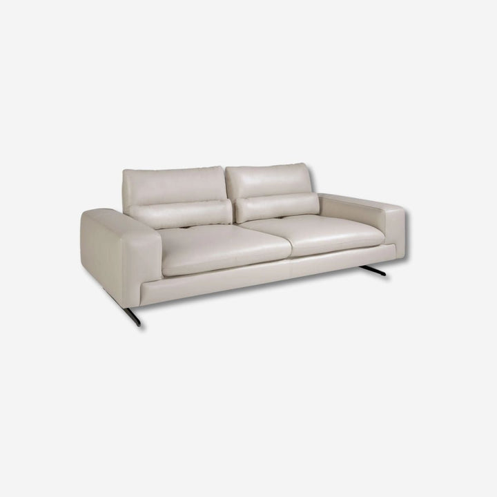 3-seater taupe leather sofa