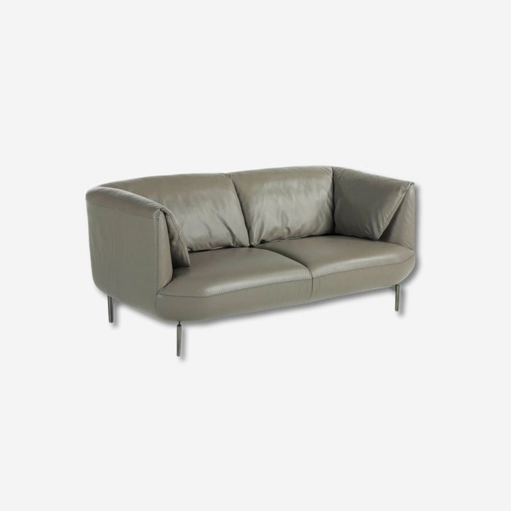 2-seater dark grey leather sofa
