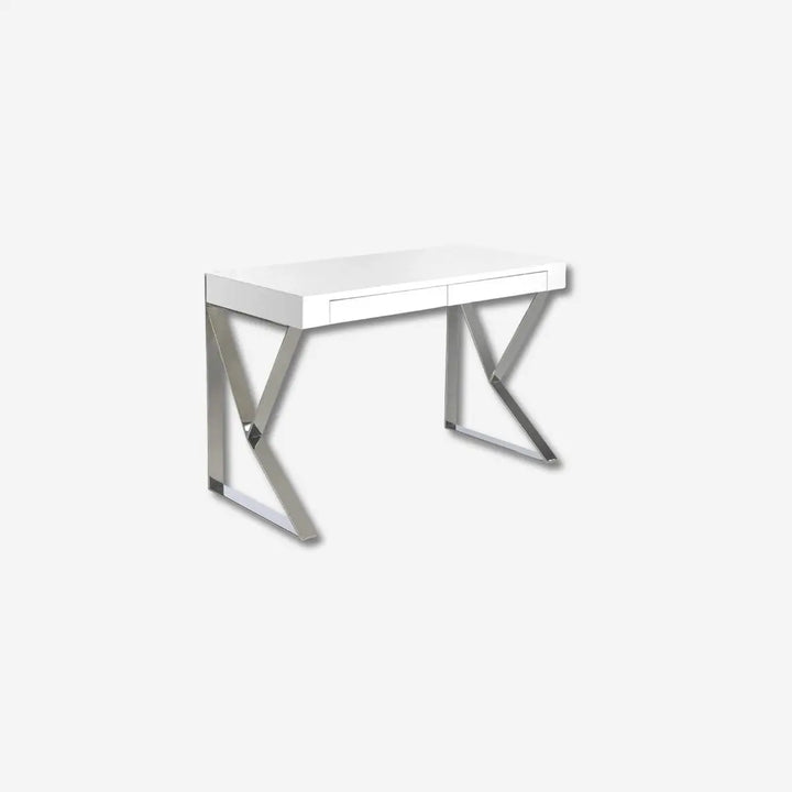 Bureau van wit hout en chroomstaal
