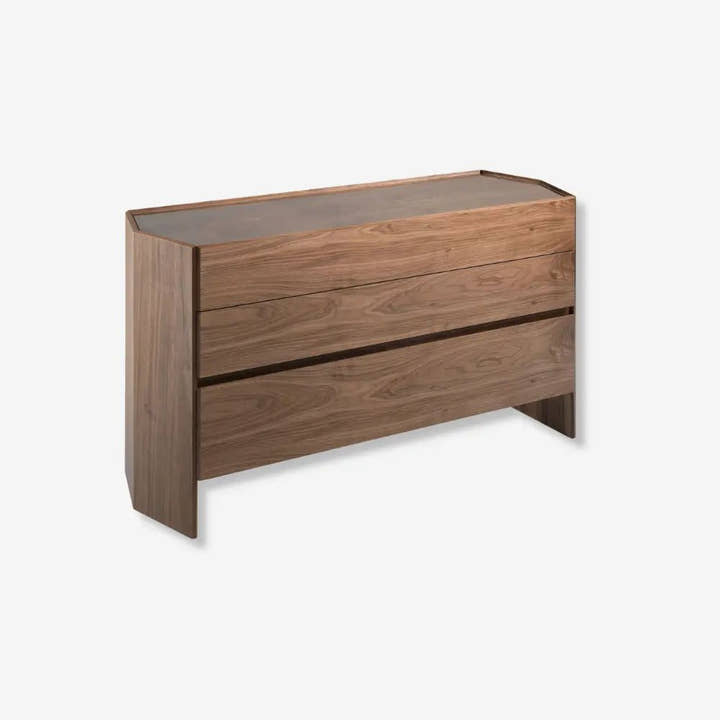 Cómoda nogal con tapa de cristal templado - Cómoda - El Workshop - 143x50x75cm