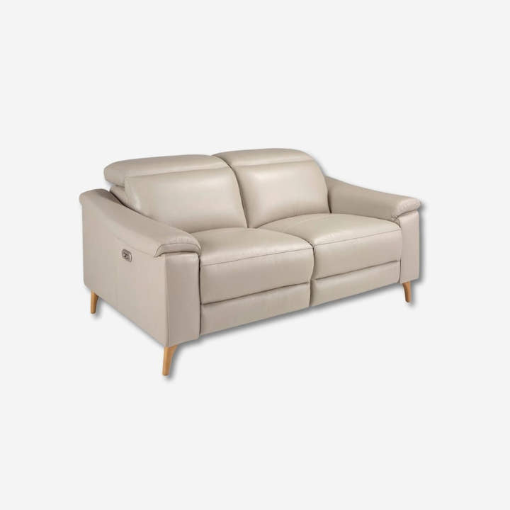 Sofá relax 2 plazas piel gris taupe - Sofá - El Workshop - Gris