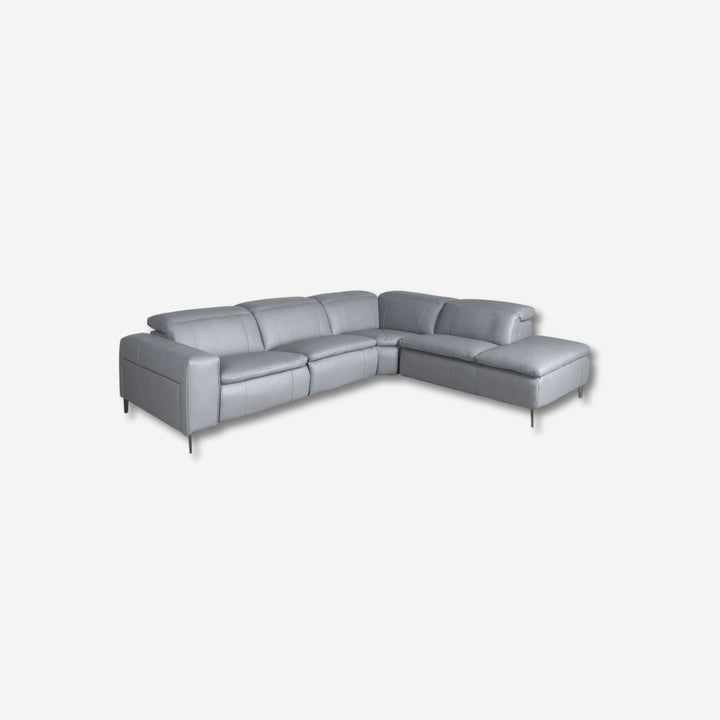 Relaxing right-hand chaise longue sofa in grey leather