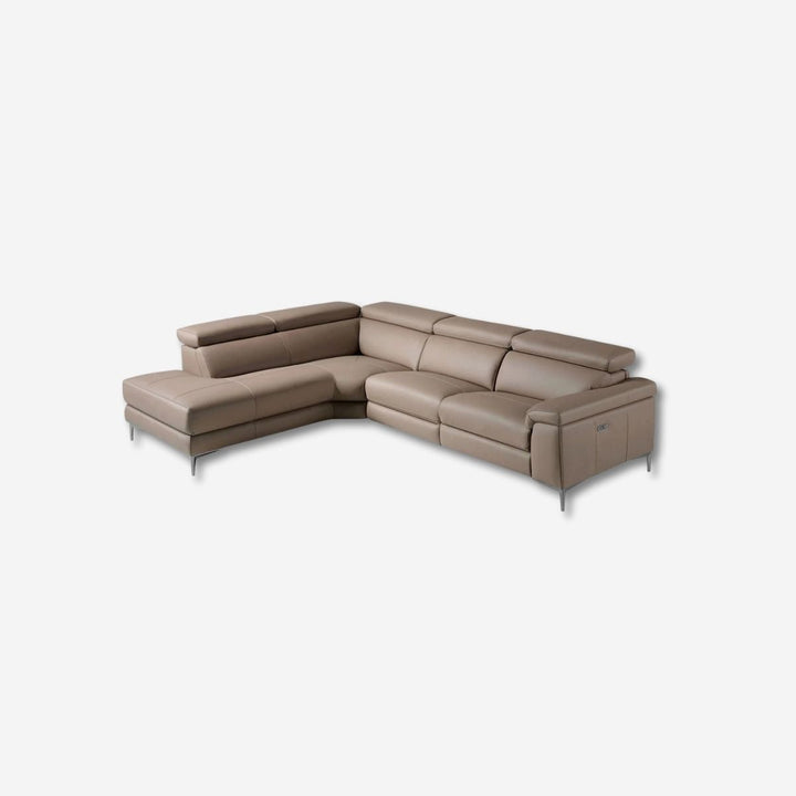 Relaxing left-hand chaise longue sofa in mink leather