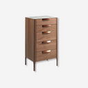 Chiffonnier aus Walnussholz mit Glasplatte in Marmoroptik
