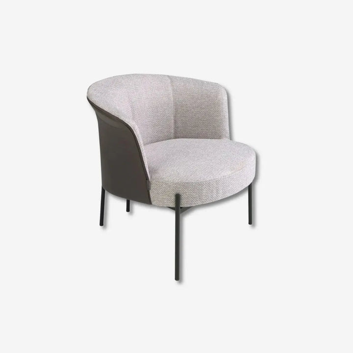 Grey fabric and dark grey leatherette armchair