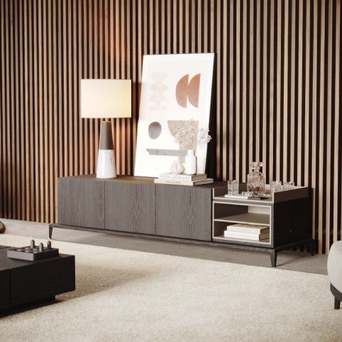 Mueble de TV Cuba - Mesa TV - El Workshop - Laca Beige Gris Mate