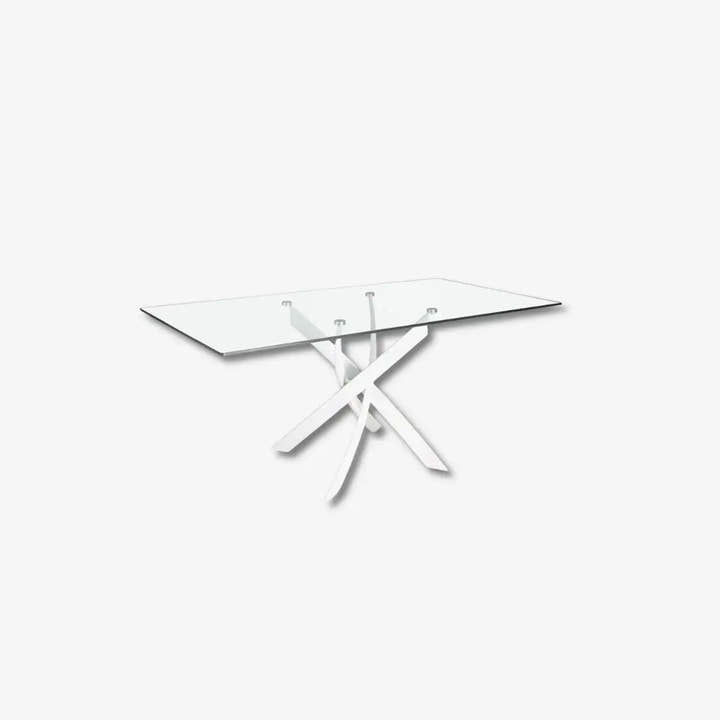 Mesa comedor rectangular cristal templado y acero blanco - Mesa de comedor - El Workshop - blanco