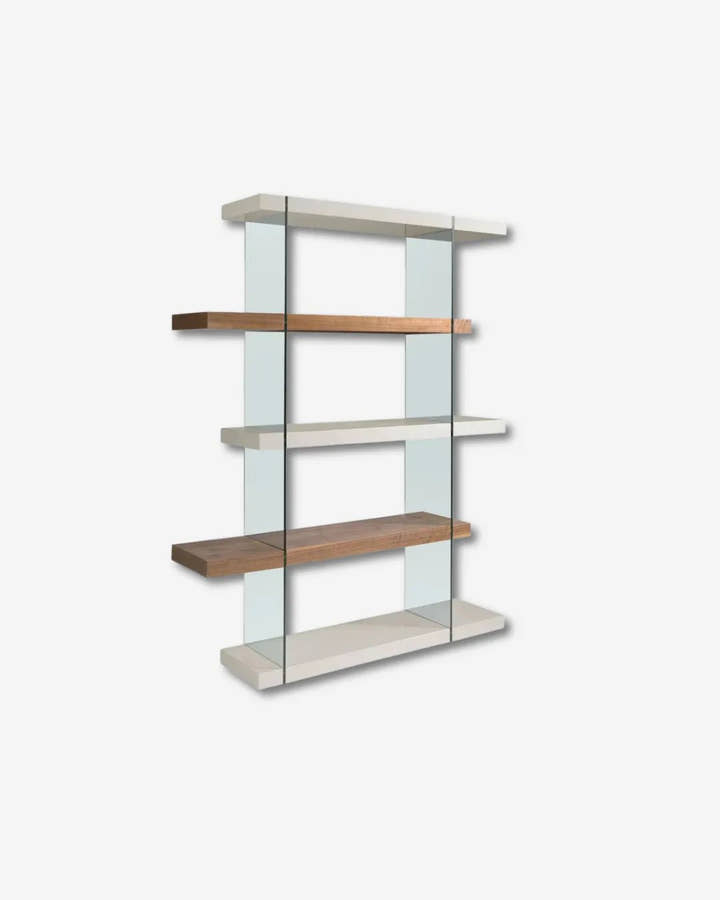 Estantería madera nogal y cristal - Estantería - El Workshop - 160 x 33 x 180 cm.