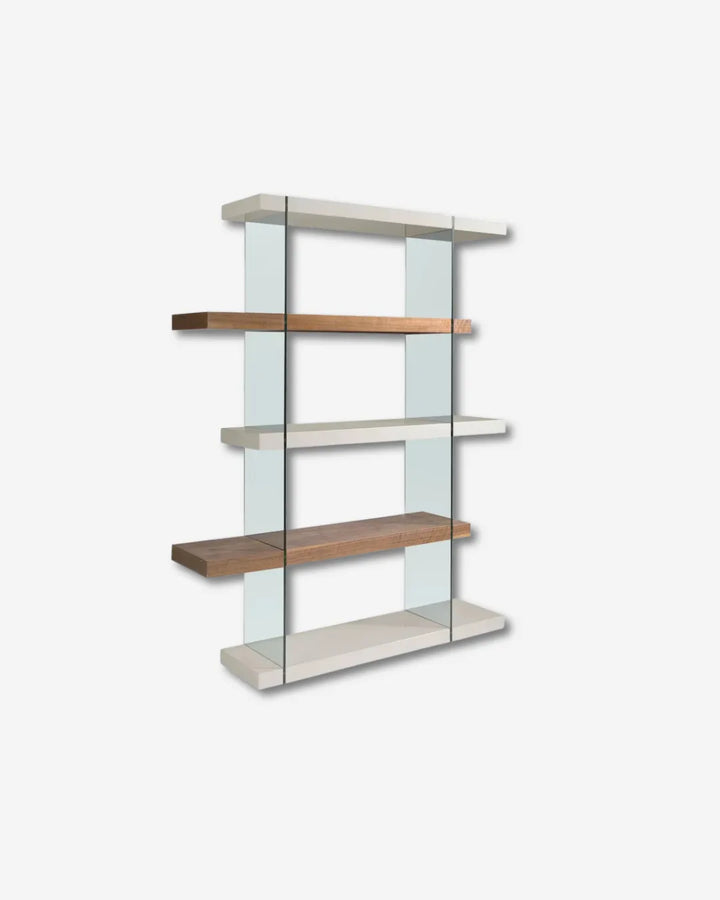 Estantería madera nogal y cristal