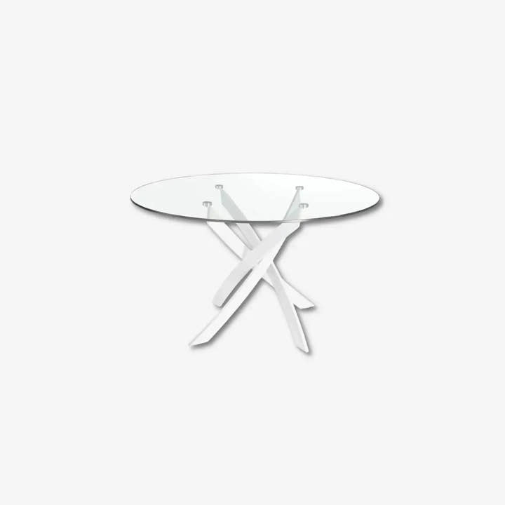 Mesa comedor redonda cristal templado y acero blanco - Mesa de comedor - El Workshop - blanco