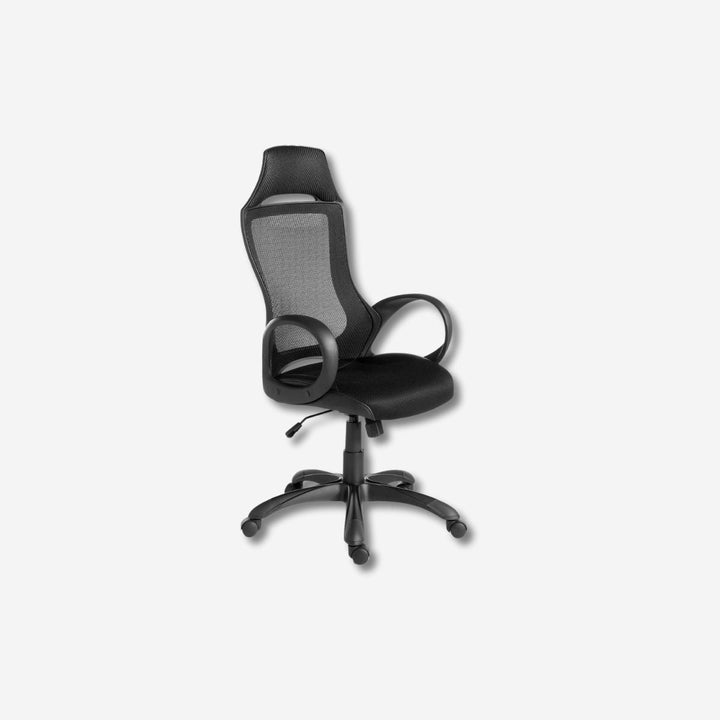 Black fabric swivel office chair
