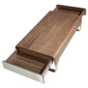mesa centro rectangular nogal y acero cromado, vista 2