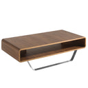 Mesa centro rectangular nogal y acero cromado