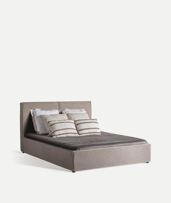 CAMA + SOMMIER GRIS LINEAS
