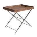 Mesa rincón rectangular nogal y acero cromado