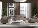 Square coffee table in porcelain marble and walnut