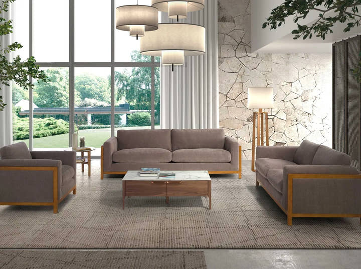 Mesa centro rectangular cristal imitación mármol y nogal - Mesa de centro - El Workshop - Natural