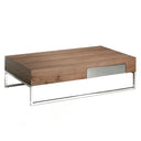 Mesa centro rectangular nogal y acero cromado