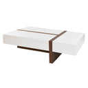 mesa centro rectangular madera blanco y nogal