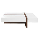 mesa centro rectangular madera blanco y nogal, vista 2