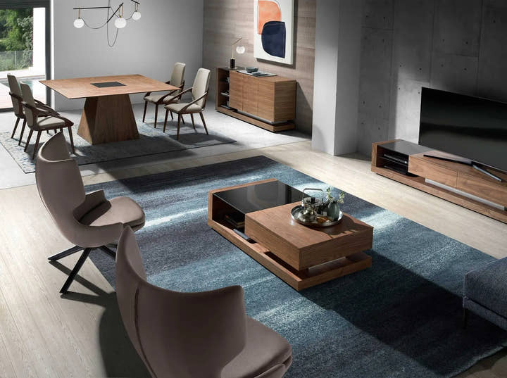 Mesa centro rectangular Cristal negro y nogal - Mesa de centro - El Workshop - Madera oscura