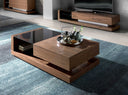 Mesa centro rectangular Cristal negro y nogal