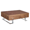 Mesa centro rectangular nogal y acero cromado